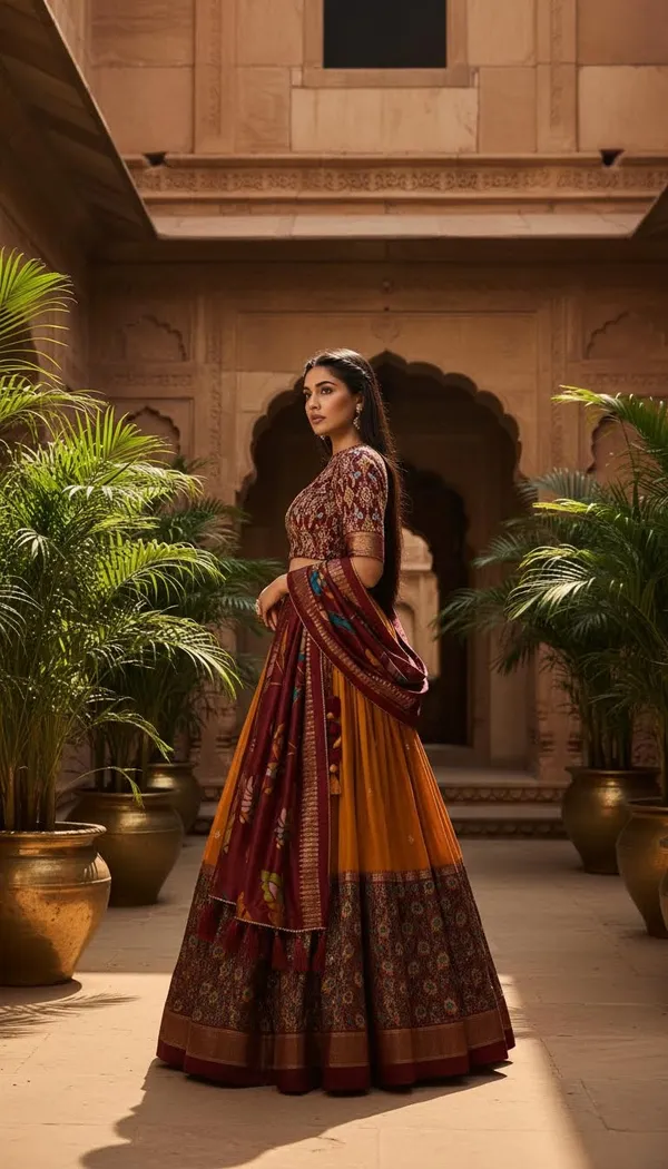 Yellow_Dola_Silk_Patola_Foil_Print_Flared_Lehenga_Choli_For_Women