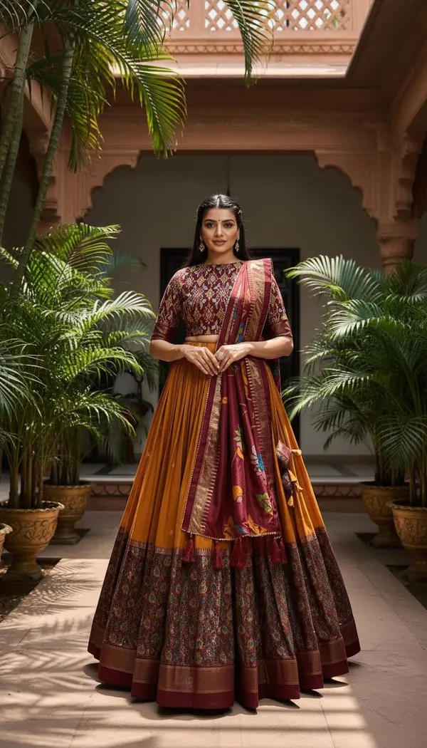 Yellow_Dola_Silk_Patola_Foil_Print_Flared_Lehenga_Choli_For_Women