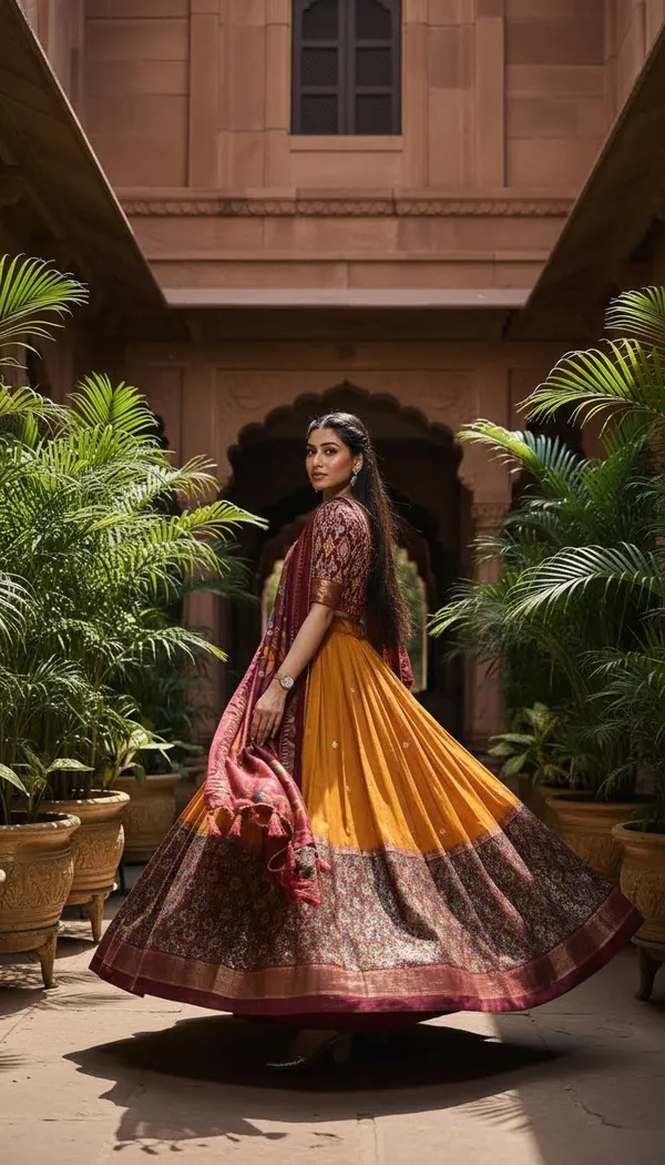 Yellow_Dola_Silk_Patola_Foil_Print_Flared_Lehenga_Choli_For_Women