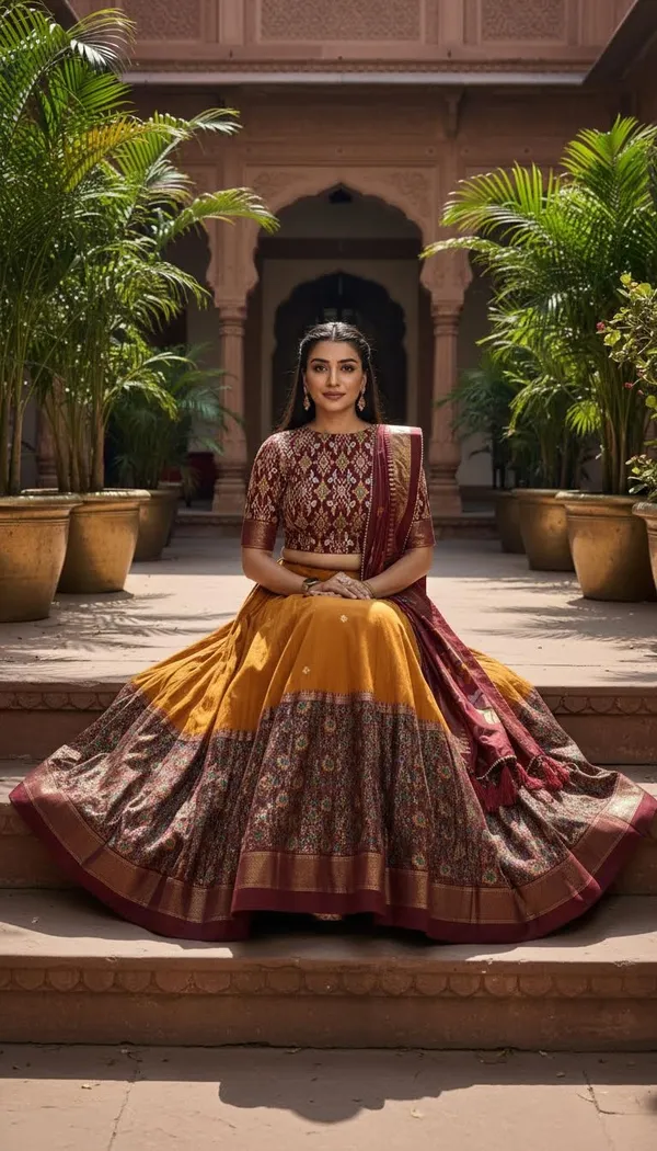 Yellow_Dola_Silk_Patola_Foil_Print_Flared_Lehenga_Choli_For_Women