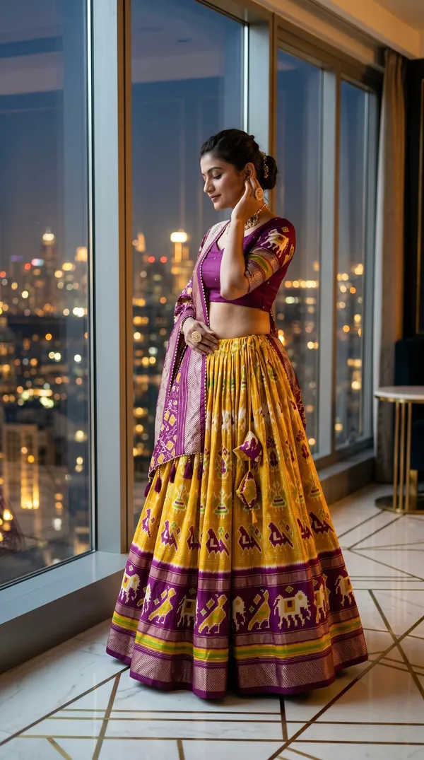 Yellow_Dola_Silk_Patola_Foil_Print_Flared_Lehenga_Choli_For_Women