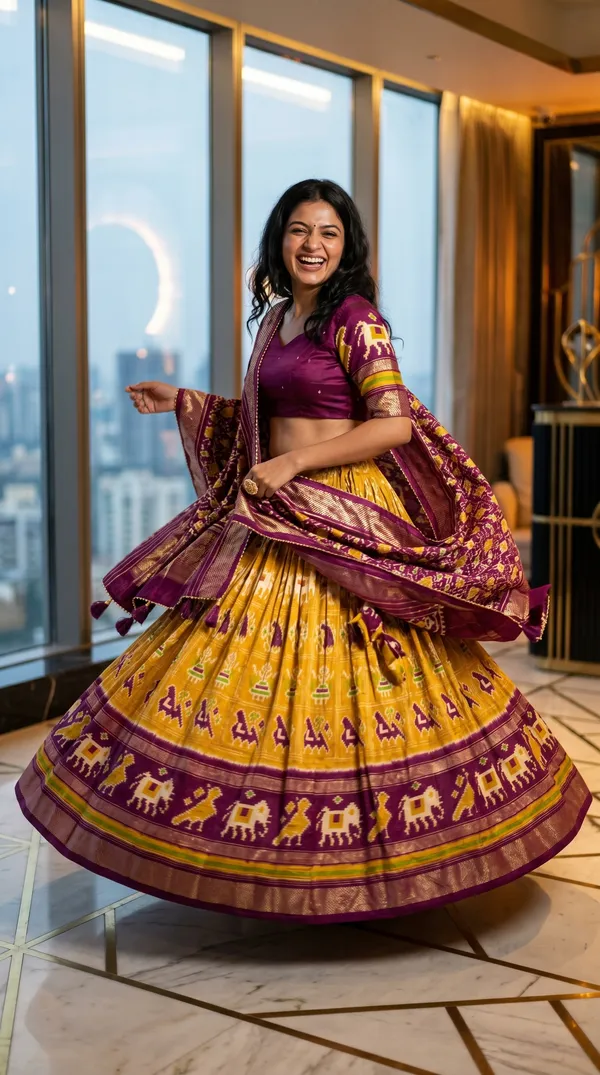 Yellow_Dola_Silk_Patola_Foil_Print_Flared_Lehenga_Choli_For_Women