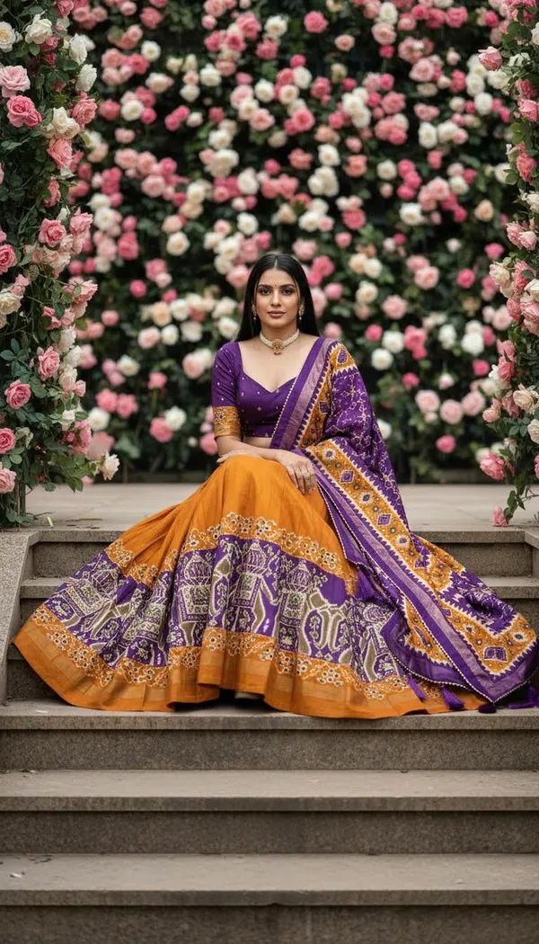 Yellow_Dola_Silk_Patola_Foil_Print_Flared_Lehenga_Choli_For_Women