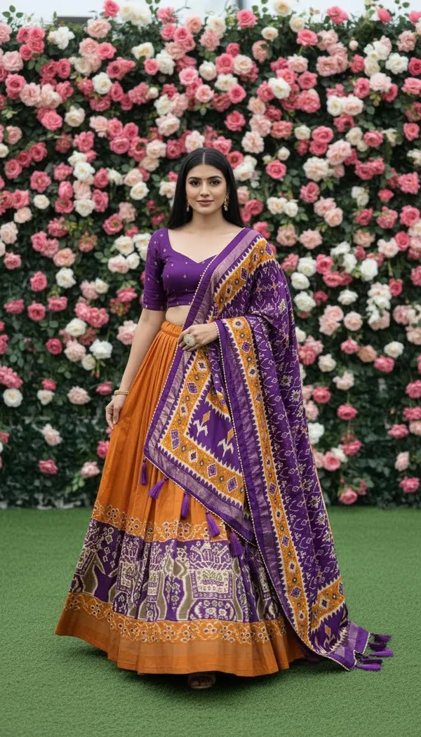 Yellow_Dola_Silk_Patola_Foil_Print_Flared_Lehenga_Choli_For_Women