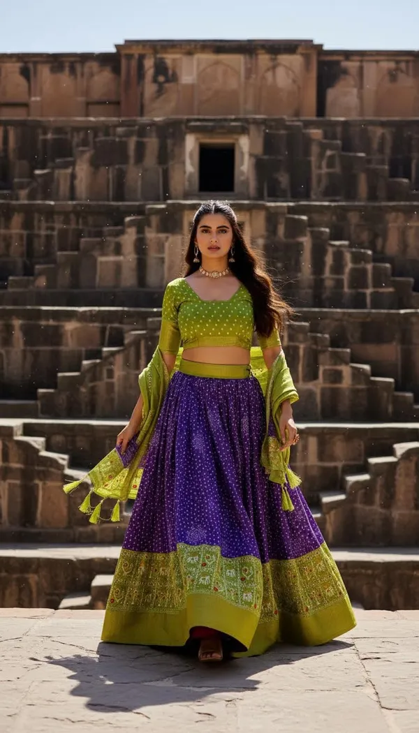 Blue_Lichi_Fabric_Jacquard_Jari_Print_Flared_Lehenga_Choli_For_Women