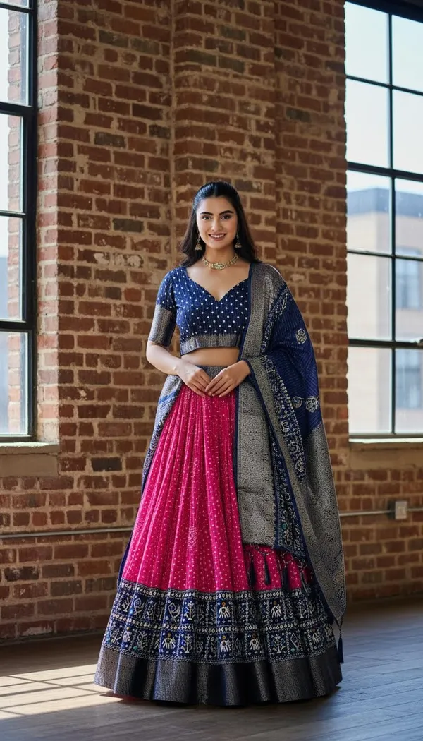 Pink_Lichi_Fabric_Jacquard_Jari_Print_Flared_Lehenga_Choli_For_Women