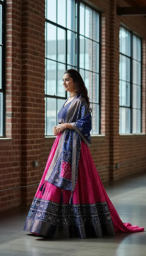 Pink_Lichi_Fabric_Jacquard_Jari_Print_Flared_Lehenga_Choli_For_Women