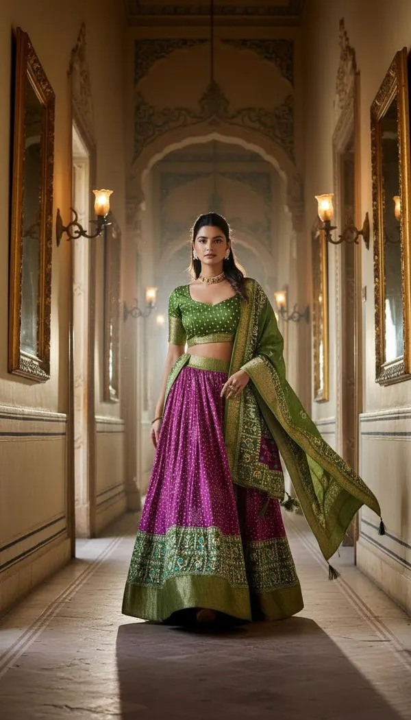 Wine_Lichi_Fabric_Jacquard_Jari_Print_Flared_Lehenga_Choli_For_Women