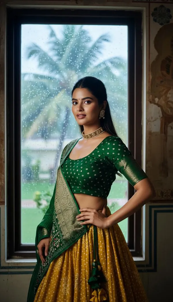 Yellow_Lichi_Fabric_Jacquard_Jari_Print_Flared_Lehenga_Choli_For_Women