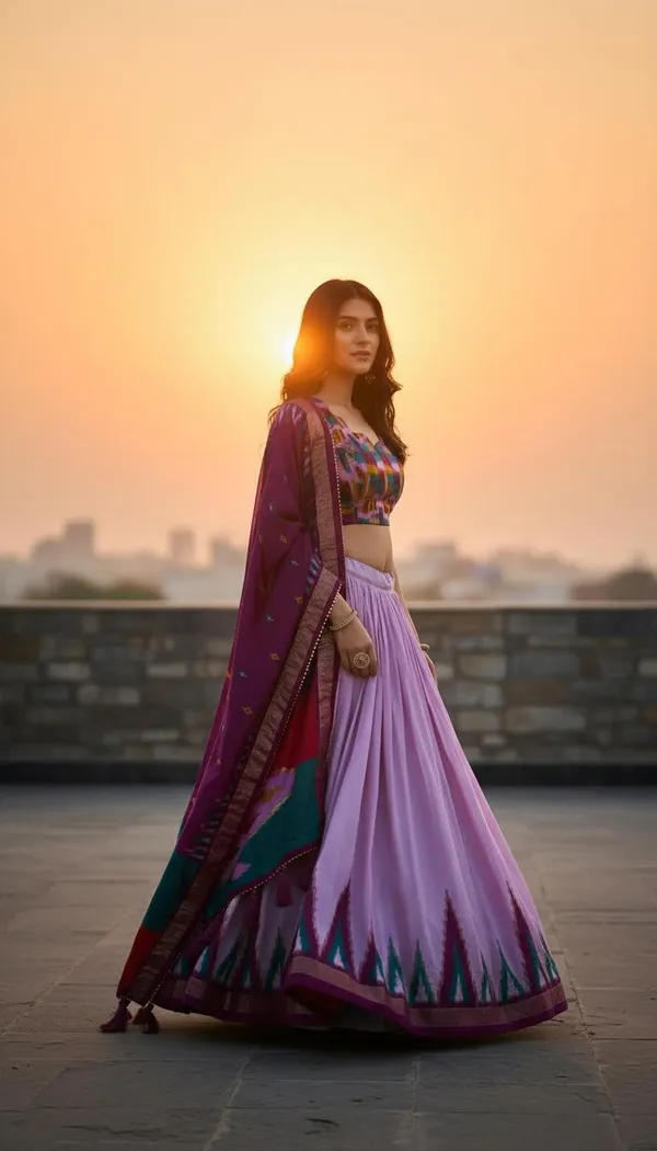 Purple_Dola_Silk_Patola_Foil_Print_Flared_Lehenga_Choli_For_Women