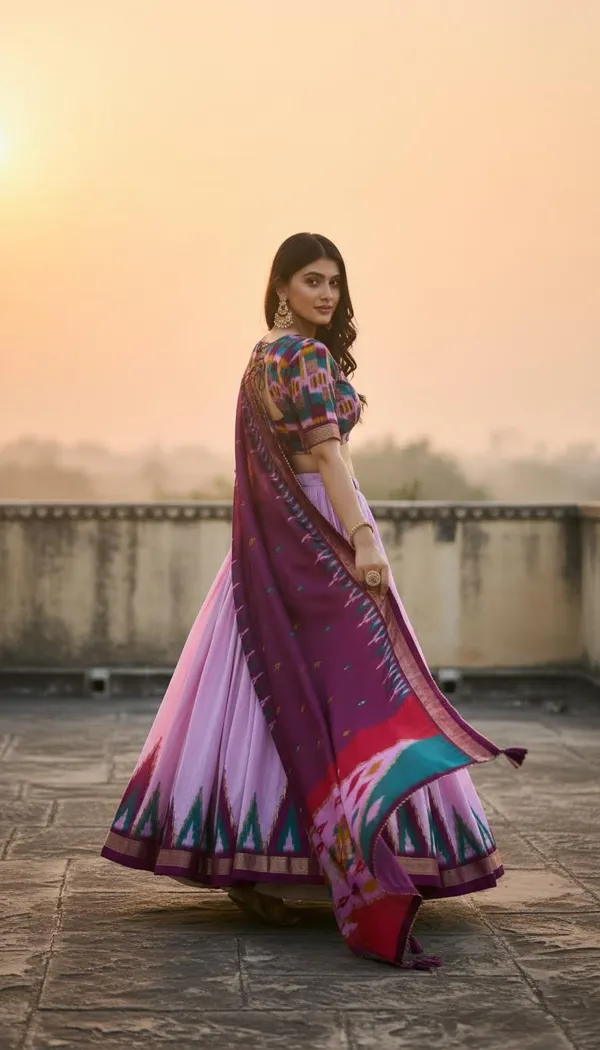 Purple_Dola_Silk_Patola_Foil_Print_Flared_Lehenga_Choli_For_Women