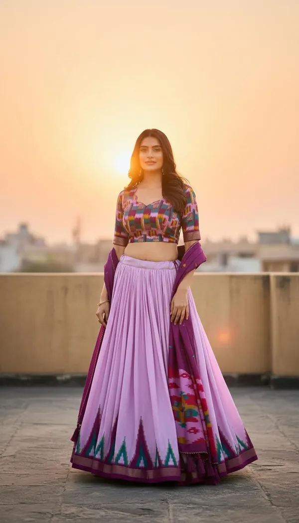 Purple_Dola_Silk_Patola_Foil_Print_Flared_Lehenga_Choli_For_Women