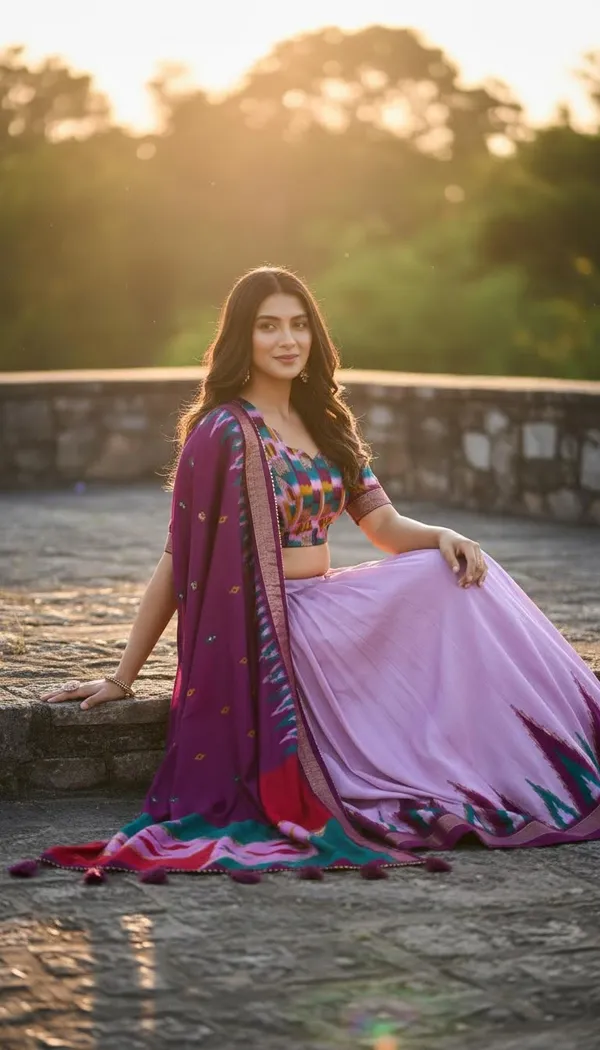 Purple_Dola_Silk_Patola_Foil_Print_Flared_Lehenga_Choli_For_Women