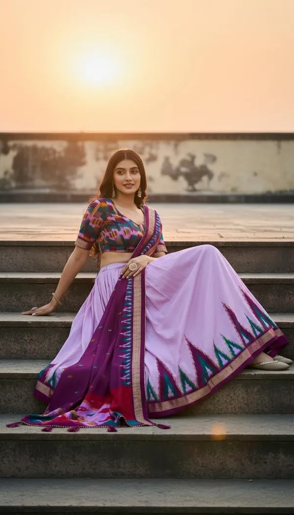 Purple_Dola_Silk_Patola_Foil_Print_Flared_Lehenga_Choli_For_Women