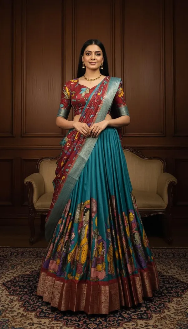 Firozi_Dola_Silk_Patola_Print_Lehenga_Choli_For_Women