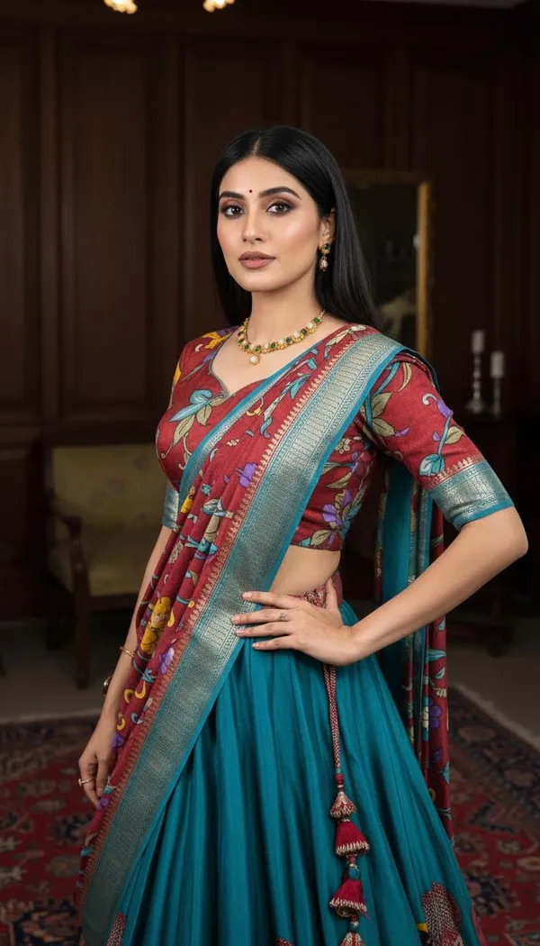 Firozi_Dola_Silk_Patola_Print_Lehenga_Choli_For_Women