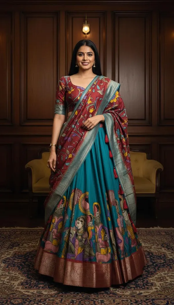 Firozi_Dola_Silk_Patola_Print_Lehenga_Choli_For_Women