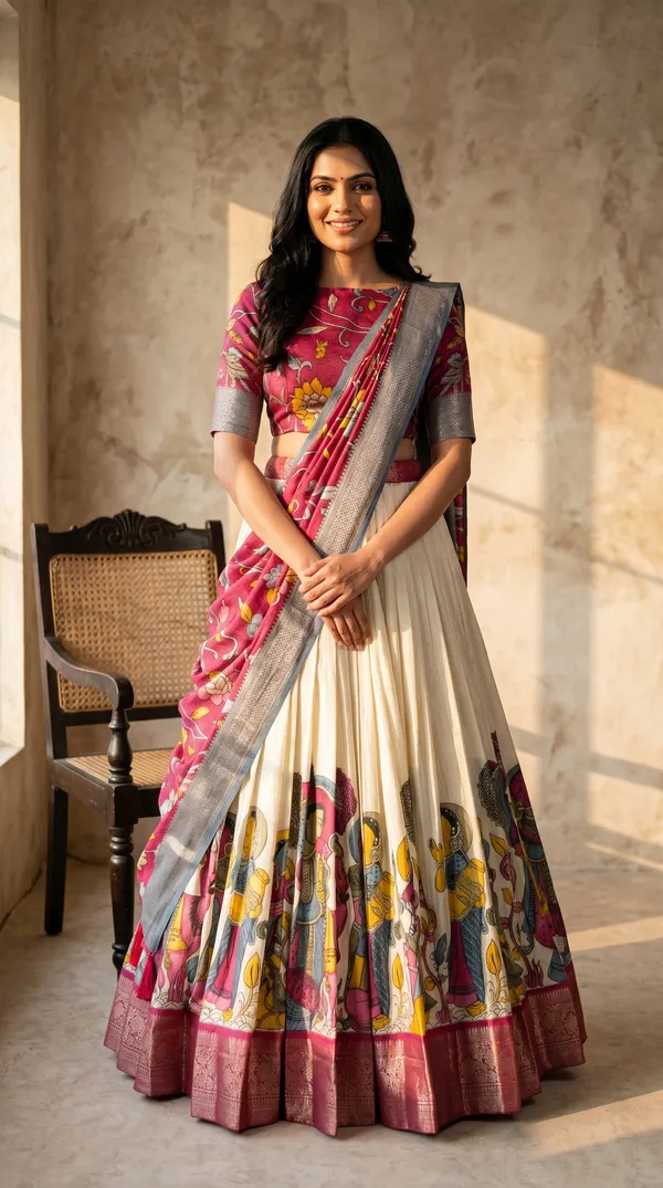 White_Dola_Silk_Patola_Print_Lehenga_Choli_For_Women