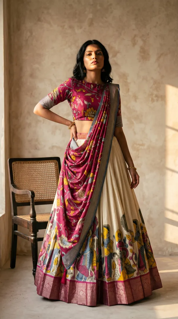 White_Dola_Silk_Patola_Print_Lehenga_Choli_For_Women