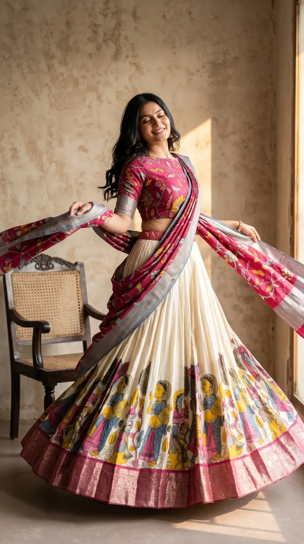 White_Dola_Silk_Patola_Print_Lehenga_Choli_For_Women