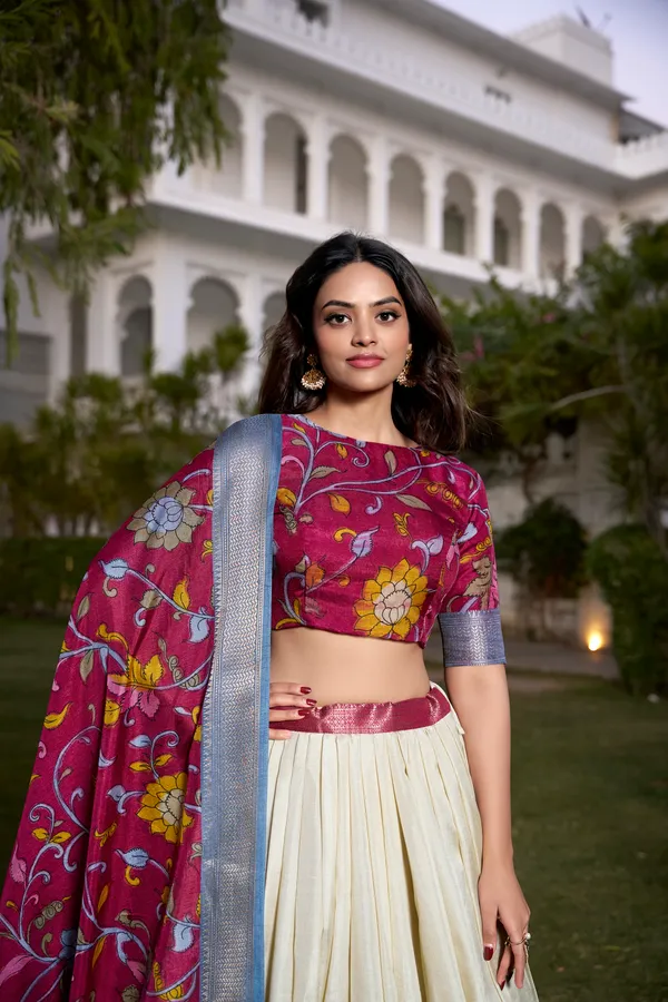 White_Dola_Silk_Patola_Print_Lehenga_Choli_For_Women