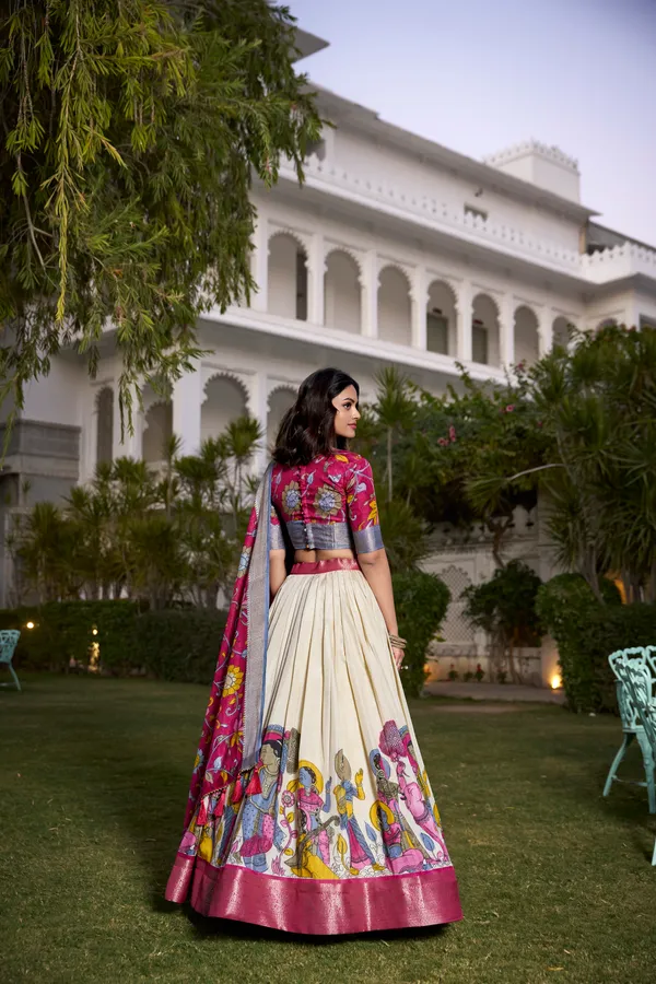 White_Dola_Silk_Patola_Print_Lehenga_Choli_For_Women