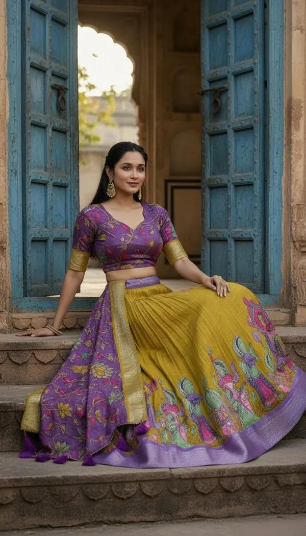 Yellow_Dola_Silk_Patola_Print_Lehenga_Choli_For_Women