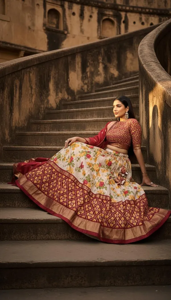 Red_Dola_Silk_Patola_Print_Lehenga_Choli_For_Women