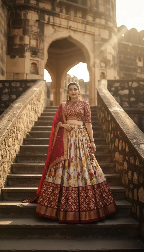 Red_Dola_Silk_Patola_Print_Lehenga_Choli_For_Women
