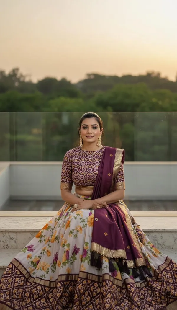 Wine_Dola_Silk_Patola_Print_Lehenga_Choli_For_Women