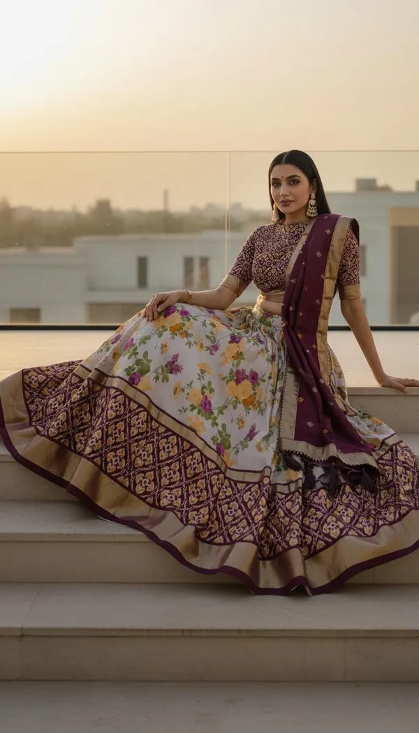 Wine_Dola_Silk_Patola_Print_Lehenga_Choli_For_Women
