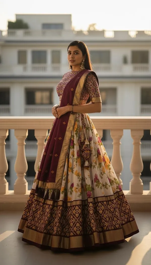 Wine_Dola_Silk_Patola_Print_Lehenga_Choli_For_Women