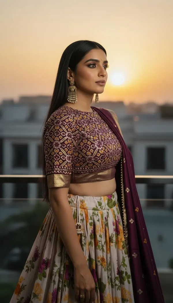 Wine_Dola_Silk_Patola_Print_Lehenga_Choli_For_Women