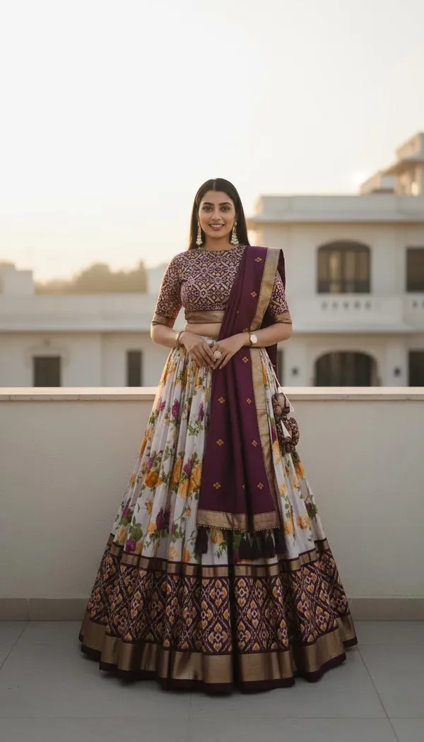 Wine_Dola_Silk_Patola_Print_Lehenga_Choli_For_Women