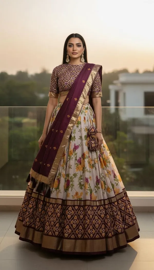 Wine_Dola_Silk_Patola_Print_Lehenga_Choli_For_Women