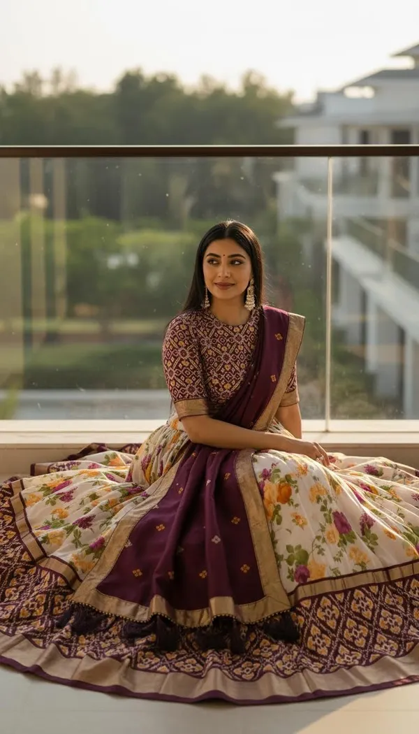 Wine_Dola_Silk_Patola_Print_Lehenga_Choli_For_Women