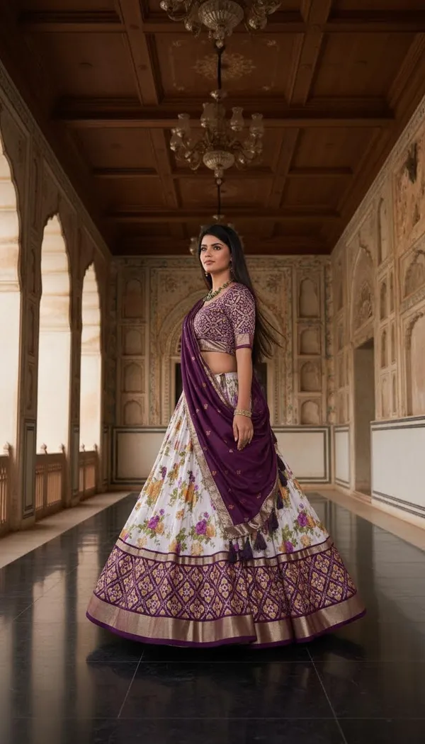 Wine_Dola_Silk_Patola_Print_Lehenga_Choli_For_Women