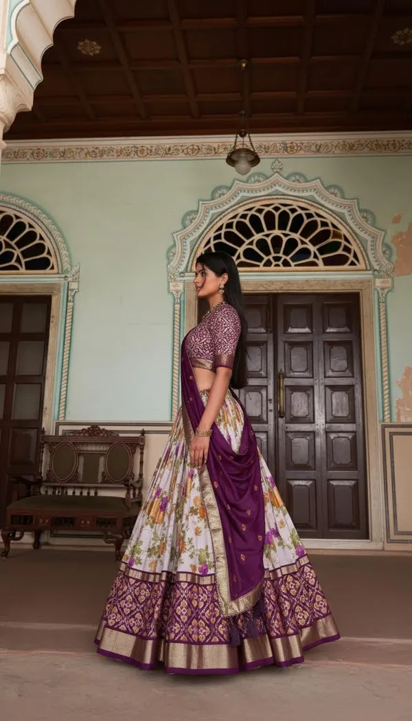 Wine_Dola_Silk_Patola_Print_Lehenga_Choli_For_Women