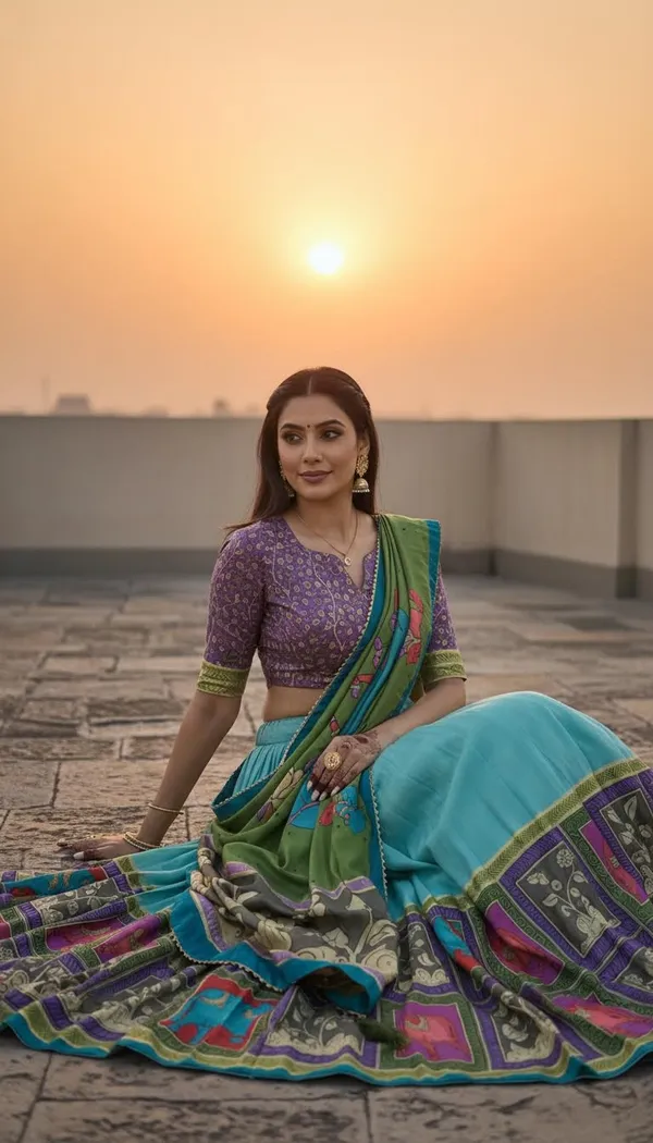 Sea_Green_Dola_Silk_Patola_Foil_Print_Lehenga_Choli_For_Women