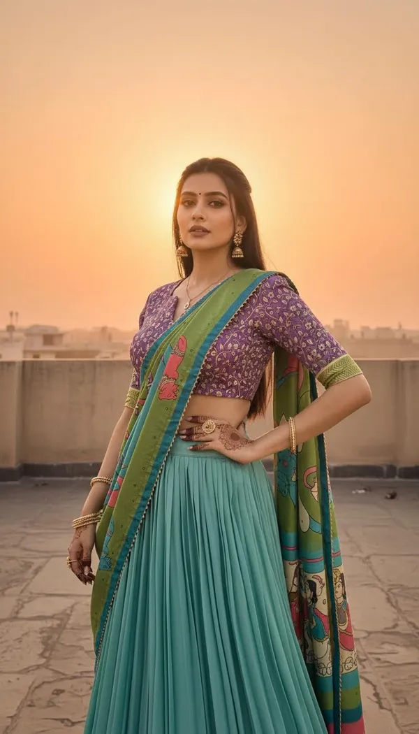Sea_Green_Dola_Silk_Patola_Foil_Print_Lehenga_Choli_For_Women
