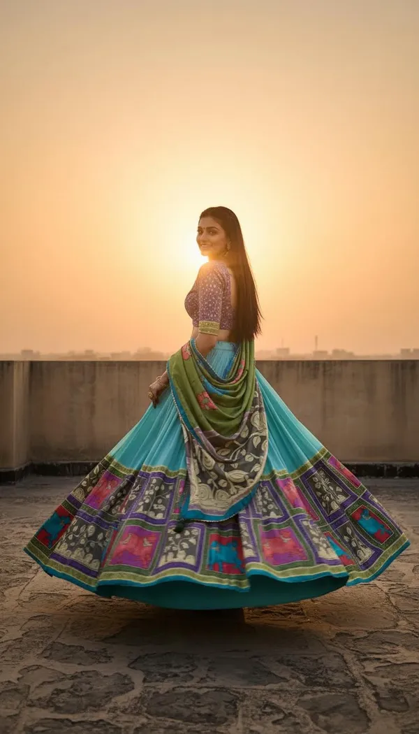Sea_Green_Dola_Silk_Patola_Foil_Print_Lehenga_Choli_For_Women