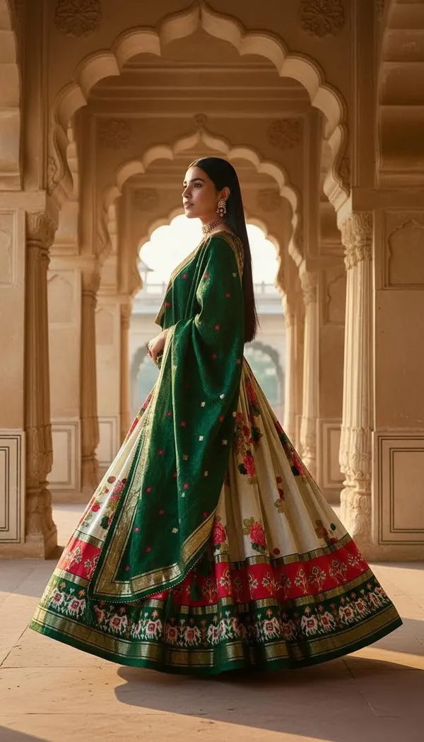 Green_Dola_Silk_Patola_Print_Lehenga_Choli_For_Women