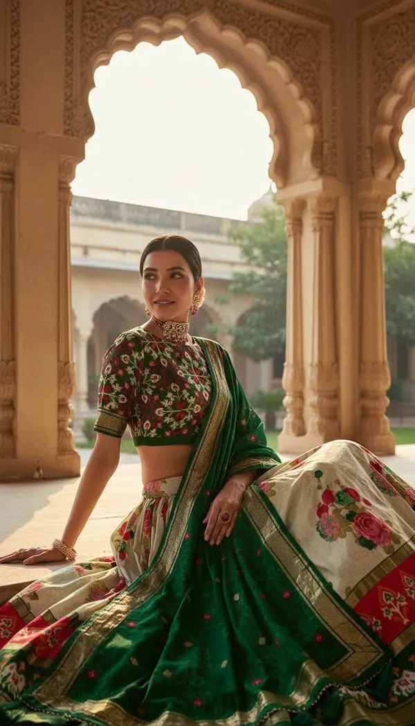 Green_Dola_Silk_Patola_Print_Lehenga_Choli_For_Women