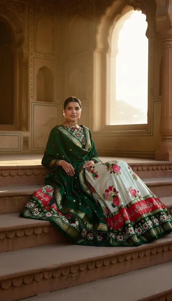 Green_Dola_Silk_Patola_Print_Lehenga_Choli_For_Women