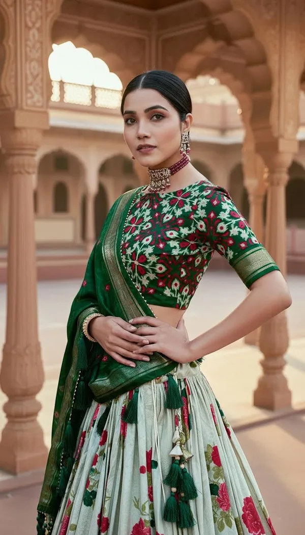 Green_Dola_Silk_Patola_Print_Lehenga_Choli_For_Women