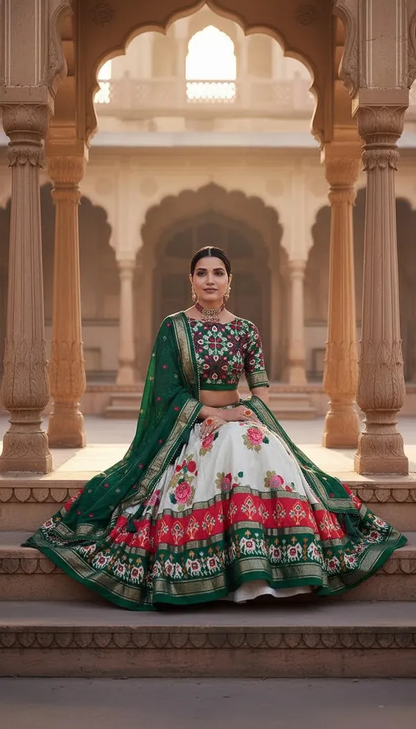 Green_Dola_Silk_Patola_Print_Lehenga_Choli_For_Women