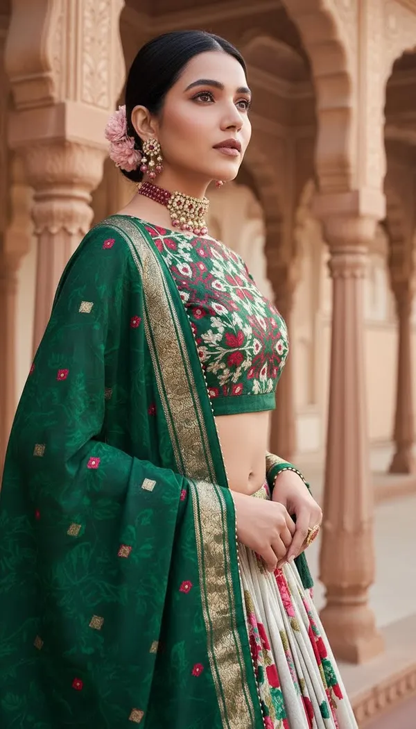 Green_Dola_Silk_Patola_Print_Lehenga_Choli_For_Women