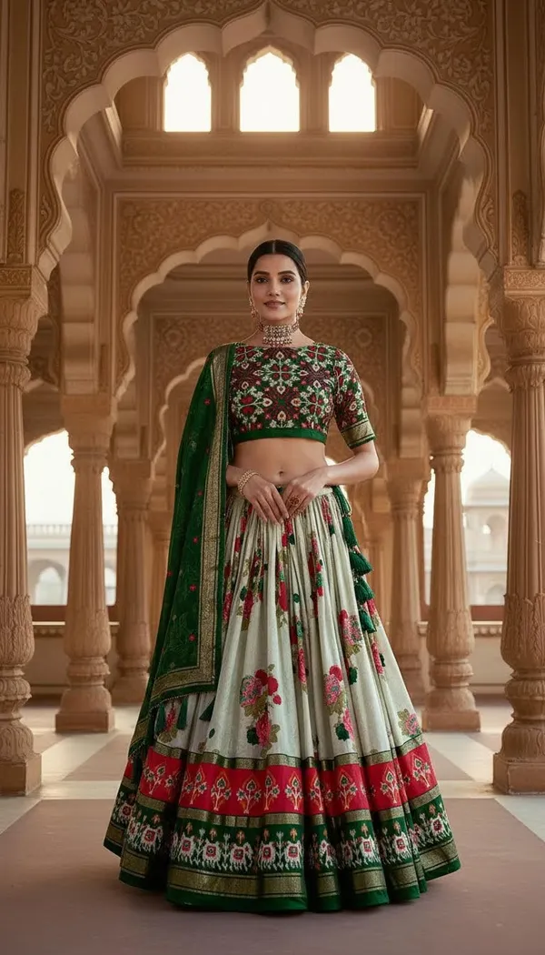 Green_Dola_Silk_Patola_Print_Lehenga_Choli_For_Women