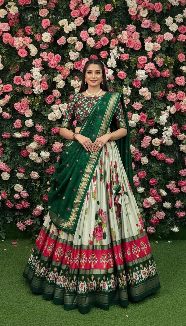 Green_Dola_Silk_Patola_Print_Lehenga_Choli_For_Women