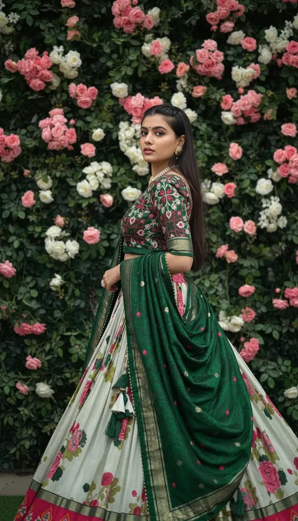 Green_Dola_Silk_Patola_Print_Lehenga_Choli_For_Women